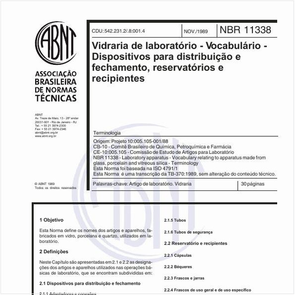 Vidraria de laboratório - Vocabulário - Dispositivos para distribuição e fechamento, reservatórios e recipientes - Terminologia