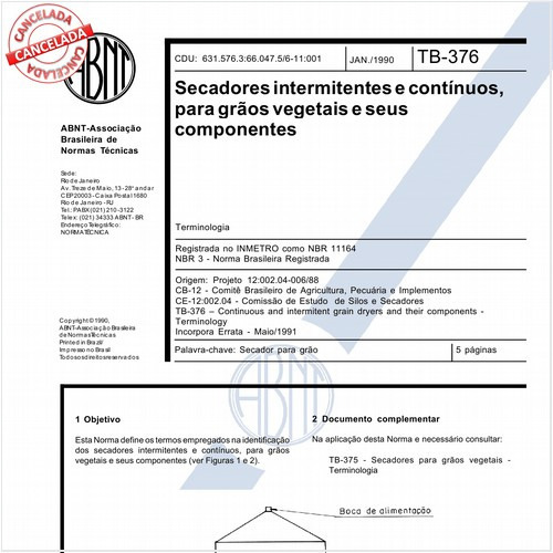 Secadores intermitentes e contínuos para grãos vegetais e seus componentes