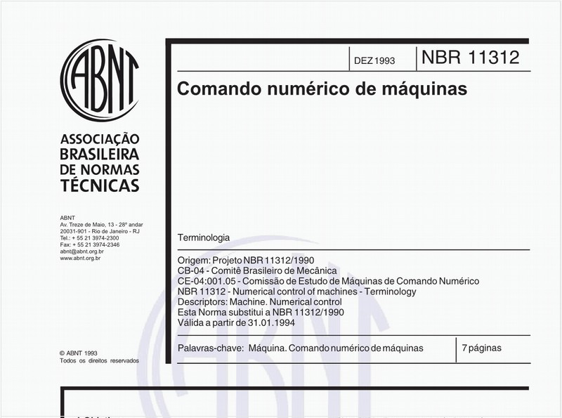 Comando numérico de máquinas - Terminologia