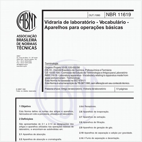 Vidraria de laboratório - Vocabulário - Aparelhos para operações básicas - Terminologia