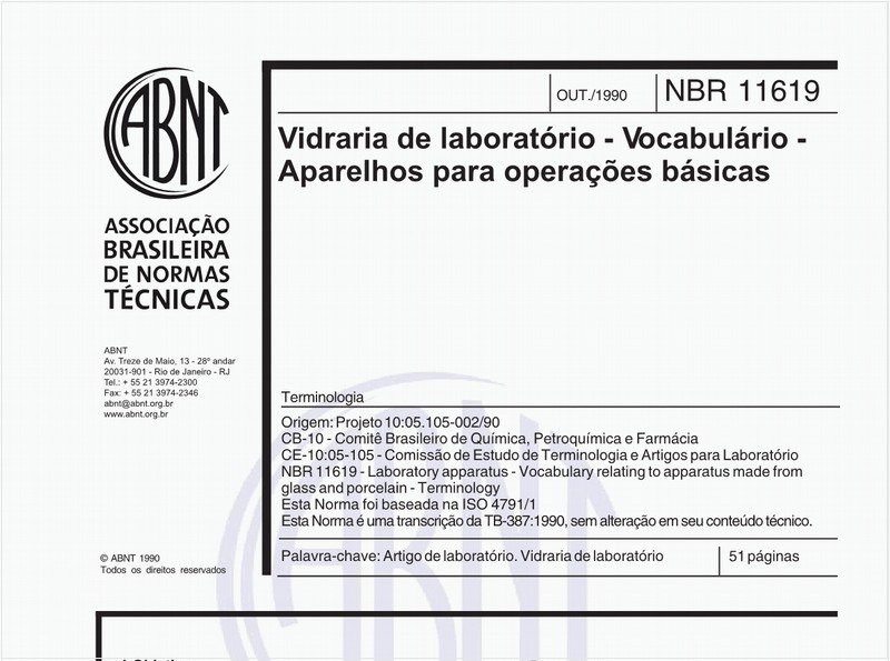 Vidraria de laboratório - Vocabulário - Aparelhos para operações básicas - Terminologia