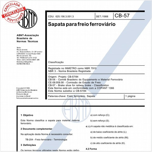 Sapata para freio ferroviário