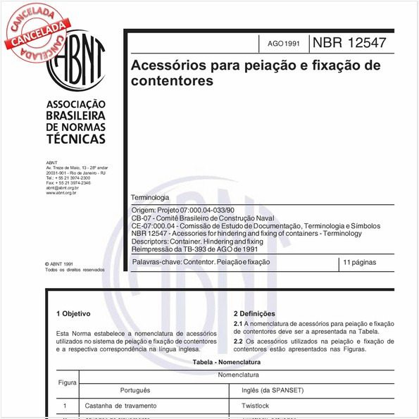 Acessórios para peiação e fixação de contentores