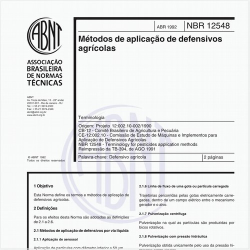 Métodos de aplicação de defensivos agrícolas - Terminologia