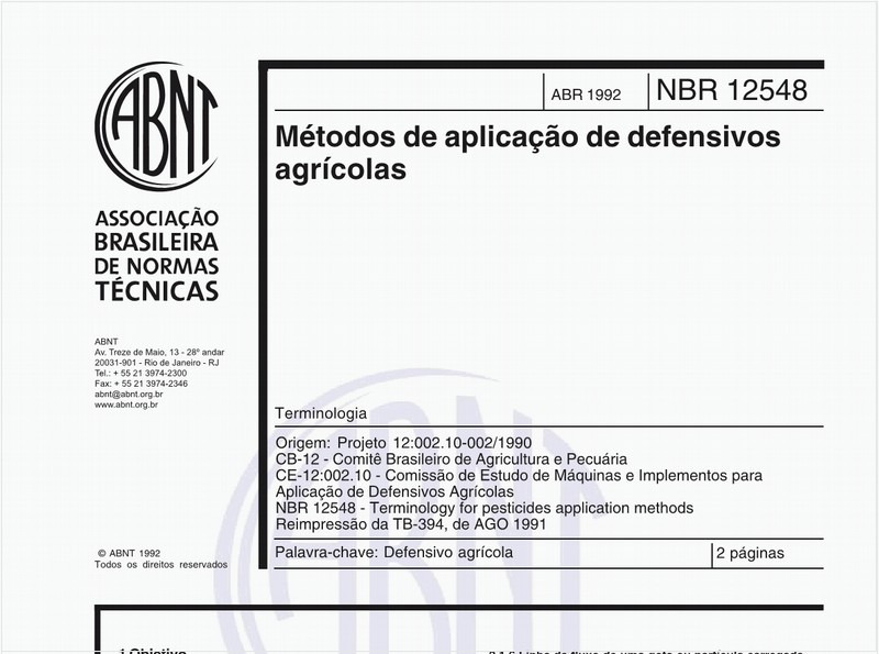 Métodos de aplicação de defensivos agrícolas - Terminologia