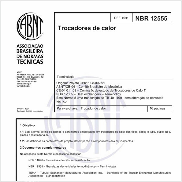 Trocadores de calor - Terminologia