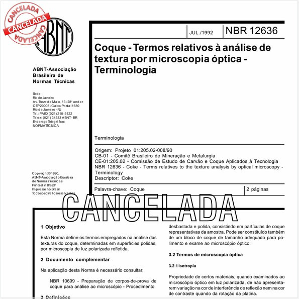 Coque - Termos relativos à análise de textura por microscopia óptica - Terminologia