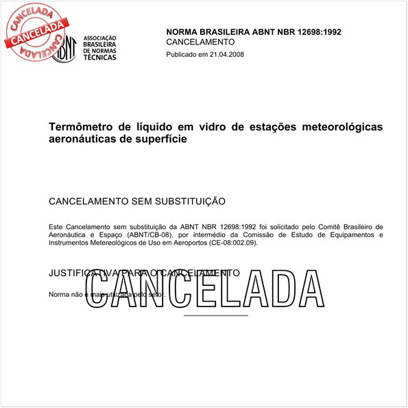 Termômetro de líquido em vidro de estações meteorológicas aeronáuticas de superfície