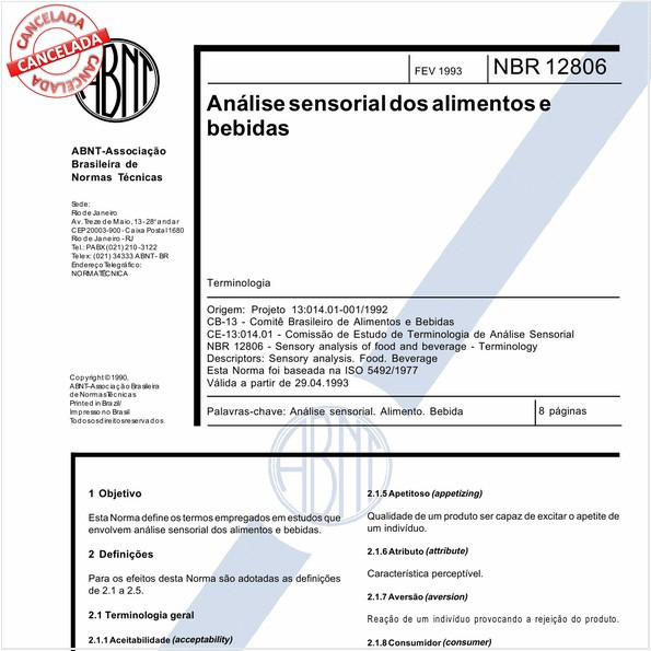 Análise sensorial dos alimentos e bebidas