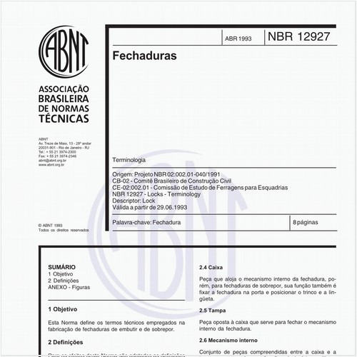 Fechaduras - Terminologia