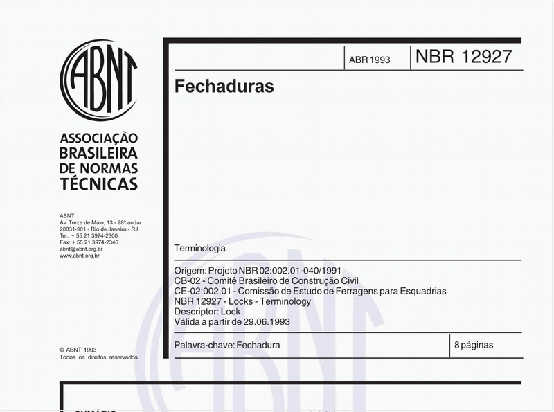 Fechaduras - Terminologia