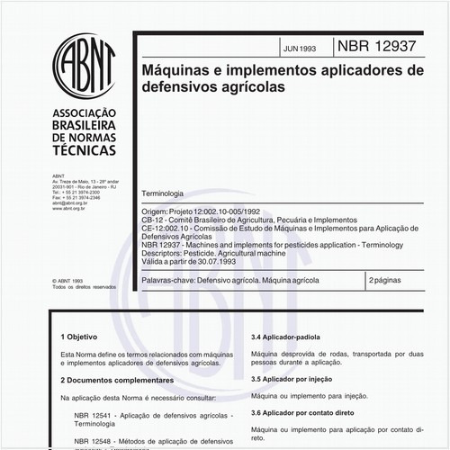Máquinas e implementos aplicadores de defensivos agrícolas - Terminologia