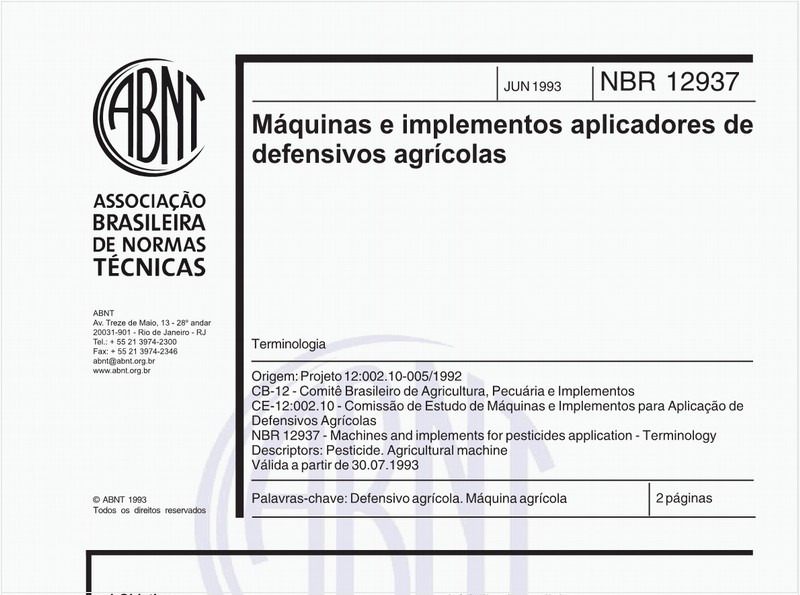 Máquinas e implementos aplicadores de defensivos agrícolas - Terminologia