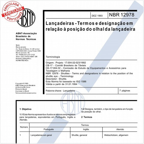 Lançadeiras - Termos e designação em relação à posição do olhal da lançadeira
