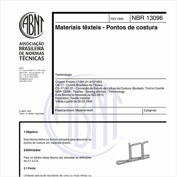 Materiais têxteis - Pontos de costura - Terminologia