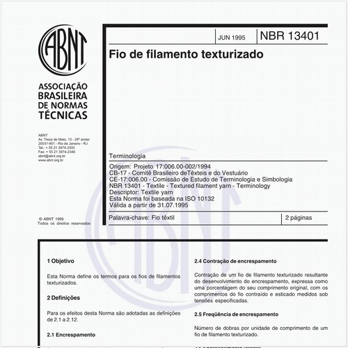 Fio de filamento texturizado - Terminologia
