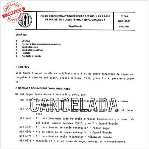 Fio de cobre esmaltado de seção retangular a base de poliéster, classe térmica 155 graus Celsius, graus 2 e 4
