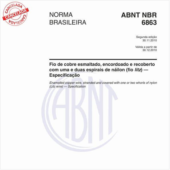 Fio de cobre esmaltado, encordoado e recoberto com uma e duas espirais de náilon (fio litz) - Especificação