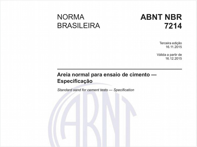 Areia normal para ensaio de cimento - Especificação