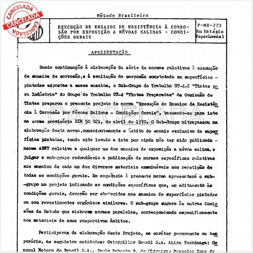 Execução de ensaios de resistência a corrosão por exposição a névoas salinas.