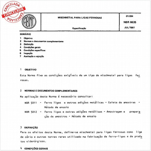 Mischmetal para ligas ferrosas