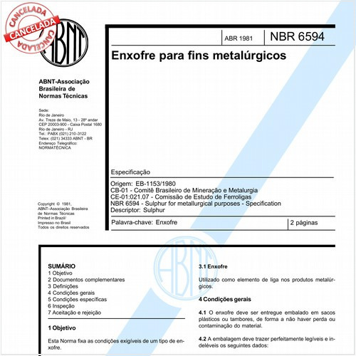 Enxofre para fins metalúrgicos