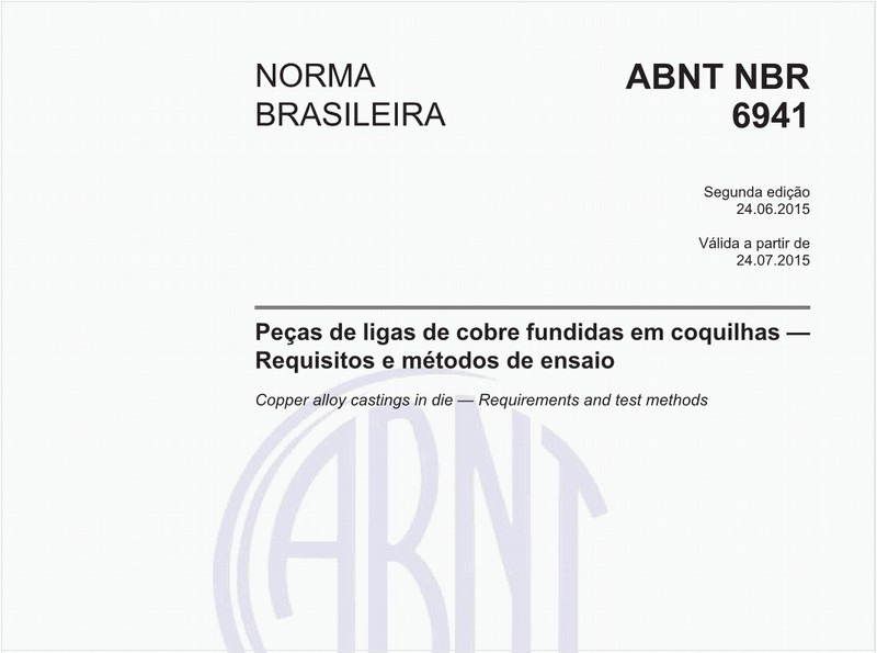 Peças de ligas de cobre fundidas em coquilhas - Requisitos e métodos de ensaio