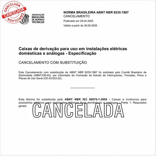 Caixas de derivação para uso em instalações elétricas domésticas e análogas 
