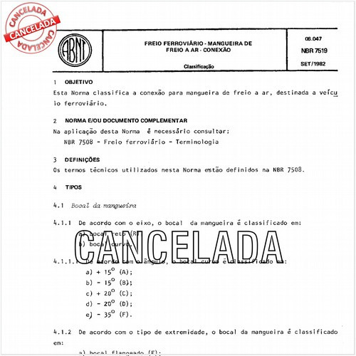 Freio ferroviário - Mangueira de freio a ar - Conexão