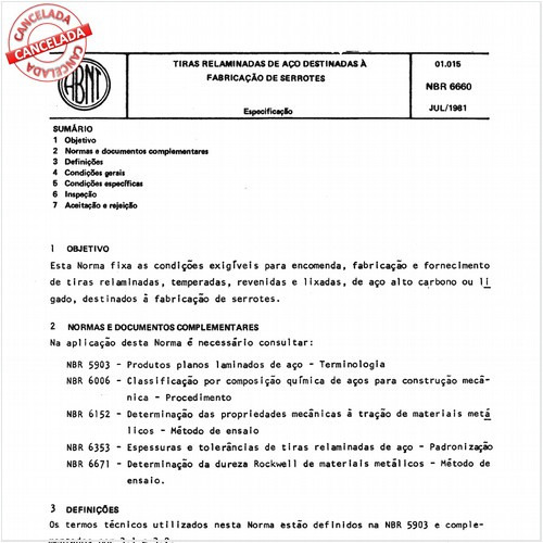 Tiras relaminadas de aço destinadas a fabricação de serrotes