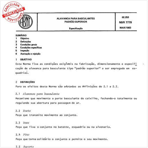 Alavanca para basculantes - Padrão superior