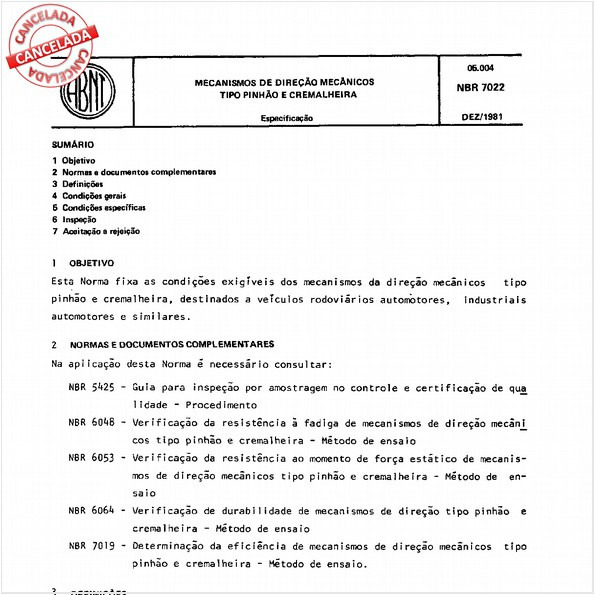 Mecanismos de direção mecânicos tipo pinhão e cremalheira