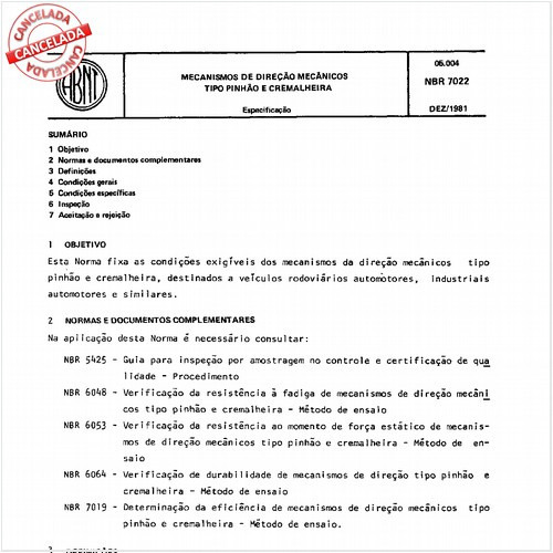 Mecanismos de direção mecânicos tipo pinhão e cremalheira