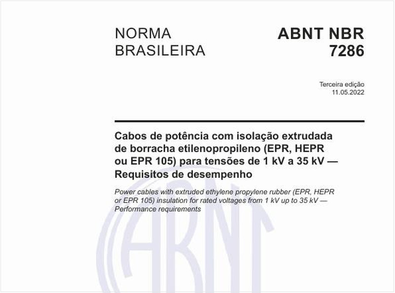 Cabos de potência com isolação extrudada de borracha etilenopropileno (EPR, HEPR ou EPR 105) para tensões de 1 kV a 35 kV - Requisitos de desempenho