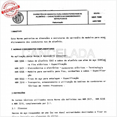 Carreteis de madeira para condutores nus de alumínio - características dimensionais e estruturais.
