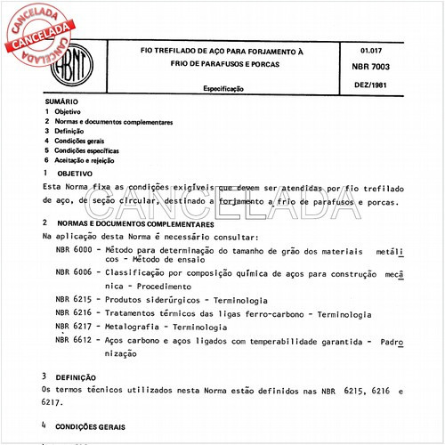 Fio trefilado de aço para forjamento a frio de parafusos e porcas