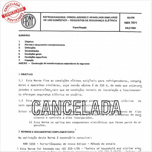 Refrigeradores, congeladores e aparelhos similares de uso doméstico - Requisitos de segurança elétrica
