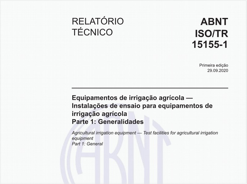 Equipamentos de irrigação agrícola — Instalações de ensaio para equipamentos de irrigação agrícola - Parte 1: Generalidades