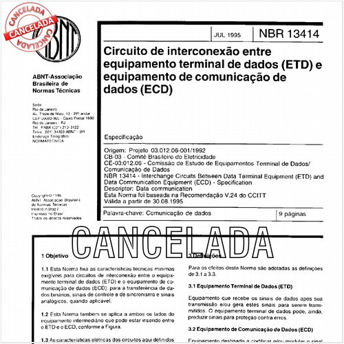 Circuito de interconexão entre equipamento terminal de dados (ETD) e equipamento de comunicação de dados (ECD)