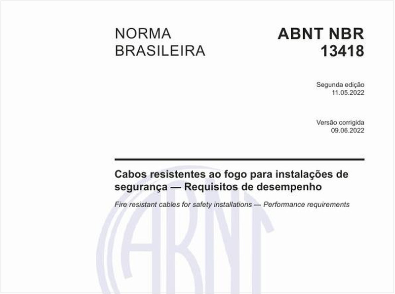Cabos resistentes ao fogo para instalações de segurança - Requisitos de desempenho - 