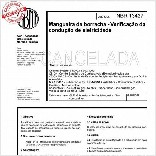 Mangueira de borracha - Verificação da condução de eletricidade