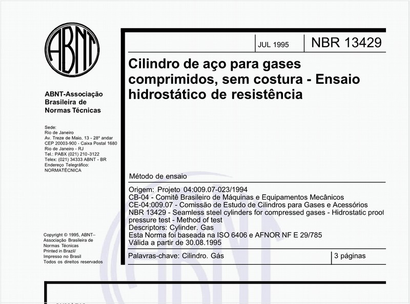 Cilindro de aço para gases comprimidos, sem costura - Ensaio hidrostático de resistência - Método de ensaio