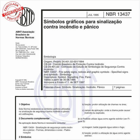 Símbolos gráficos para sinalização contra incêndio e pânico