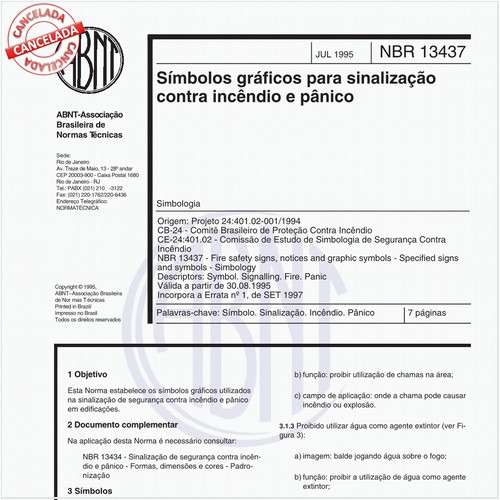 Símbolos gráficos para sinalização contra incêndio e pânico