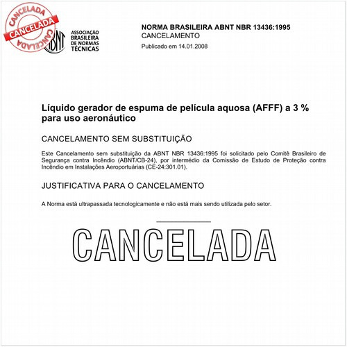 Líquido gerador de espuma de película aquosa (AFFF) a 3 por cento para uso aeronáutico