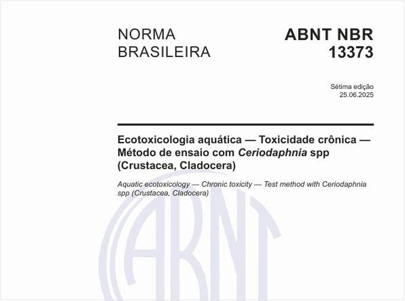 Ecotoxicologia aquática - Toxicidade crônica - Método de ensaio com Ceriodaphnia spp (Crustacea, Cladocera)