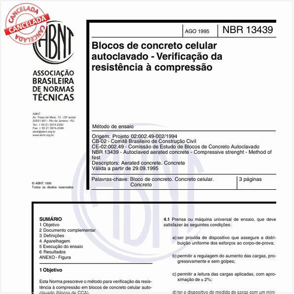 Blocos de concreto celular autoclavado - Verificação da resistência à compressão