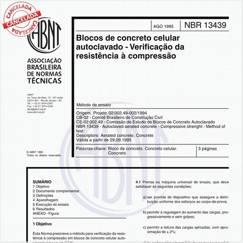 Blocos de concreto celular autoclavado - Verificação da resistência à compressão