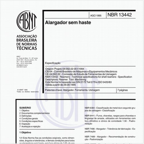 Alargador sem haste - Especificação