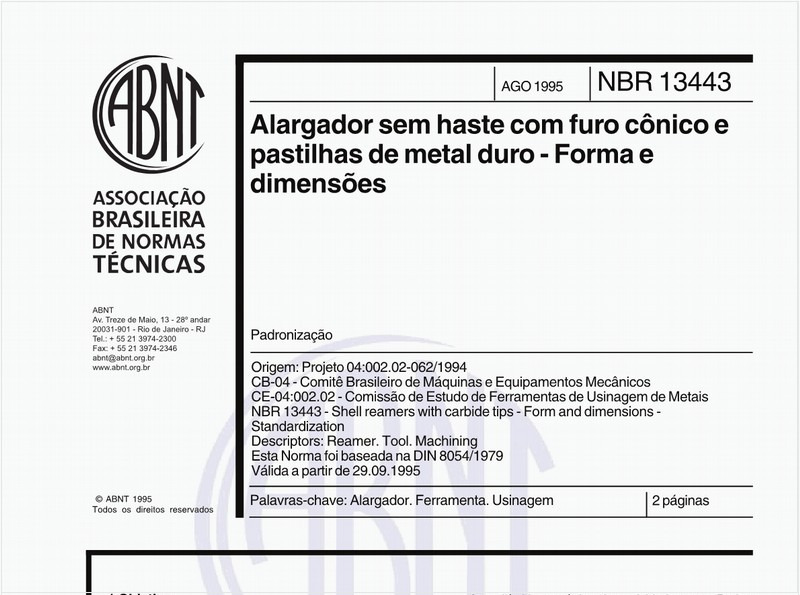 Alargador sem haste com furo cônico e pastilhas de metal duro - Forma e dimensões - Padronização